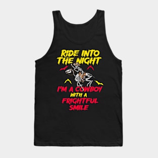 Cow Halloween Ghouls Skeleton Pumpkin Horse Riding Tank Top